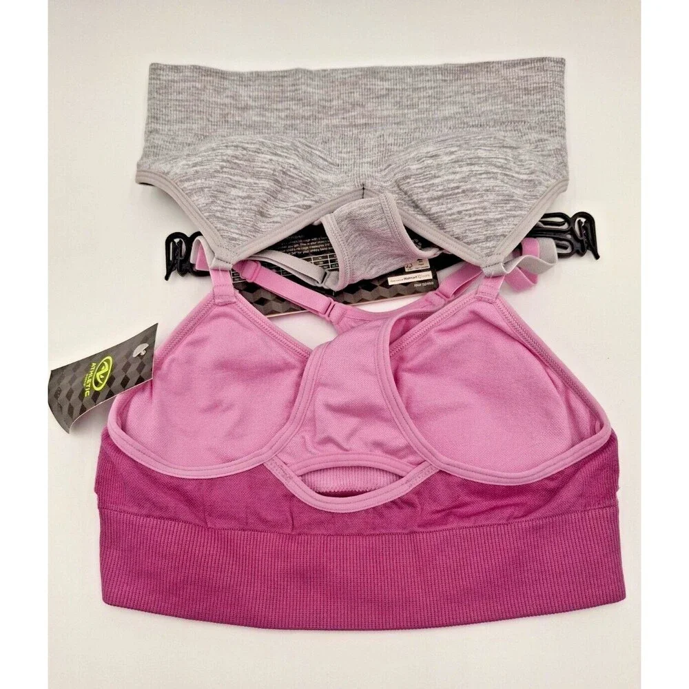 NWT Athletic Works Girls Sports Bras 2-Pack Size S Small Pink & Grey